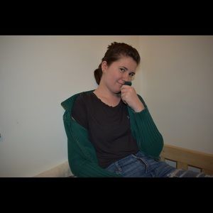 American Eagle Green Turtle Neck Zip Up Sweater